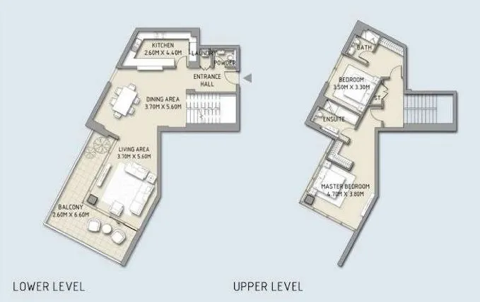 2 bedroom Duplex floor plan at BLVD Crescent