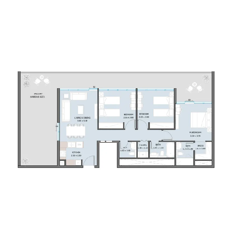 3 bedroom Apartments floor plan at Sila