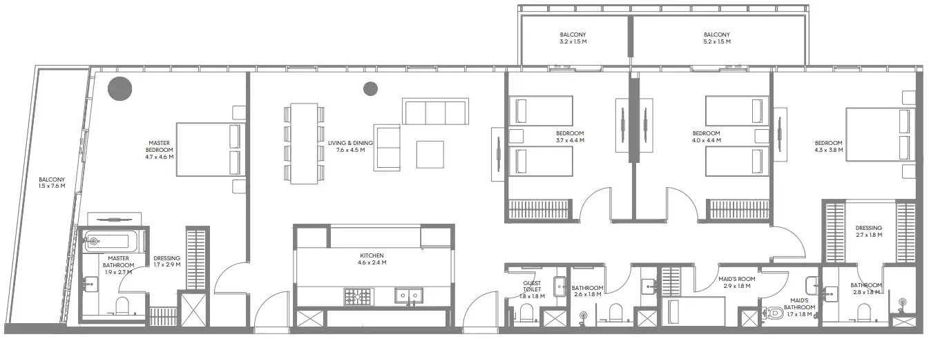 4 bedroom Apartments floor plan at The Gate 6
