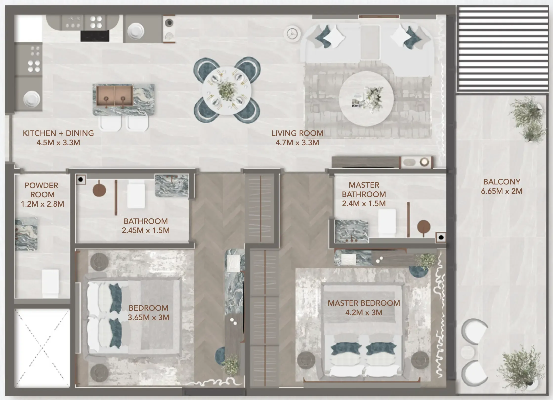 2 bedroom Apartments floor plan at 241 Waterside