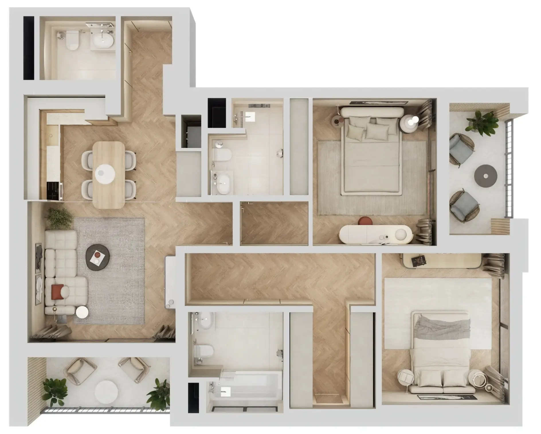 2 bedroom Apartments floor plan at Arisha Terraces
