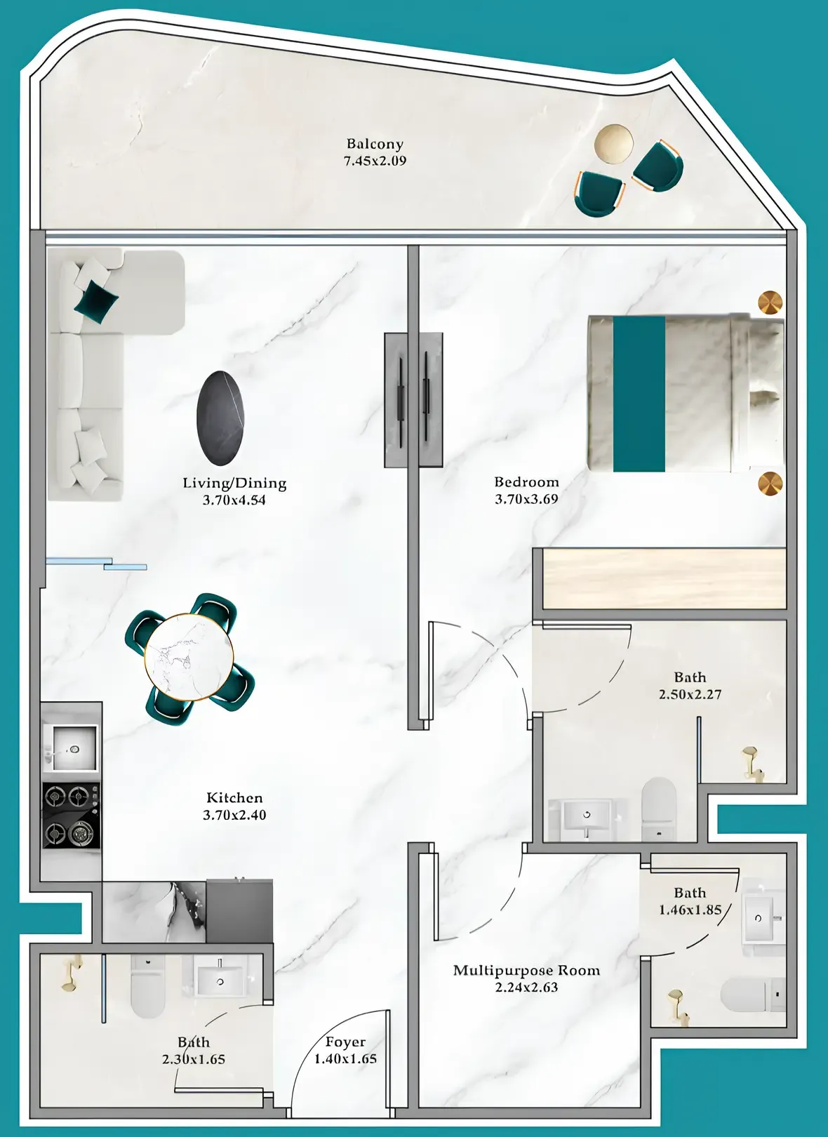 1 bedroom Apartments floor plan at Breez