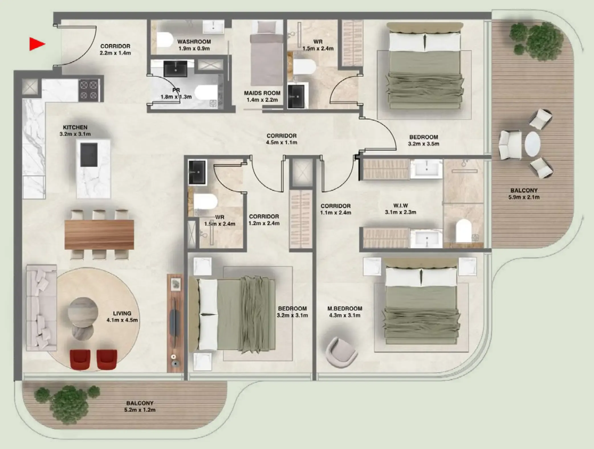 3.5 bedroom Apartments floor plan at The Tides