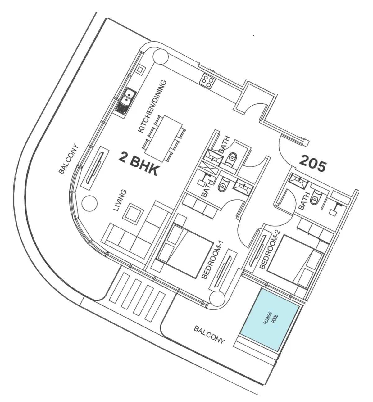 2 bedroom Apartments floor plan at Villa Del Garda