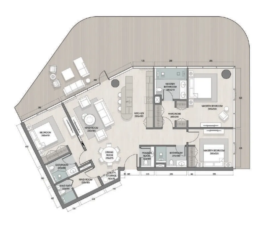 3.5 bedroom Apartments floor plan at Quattro Del Mar