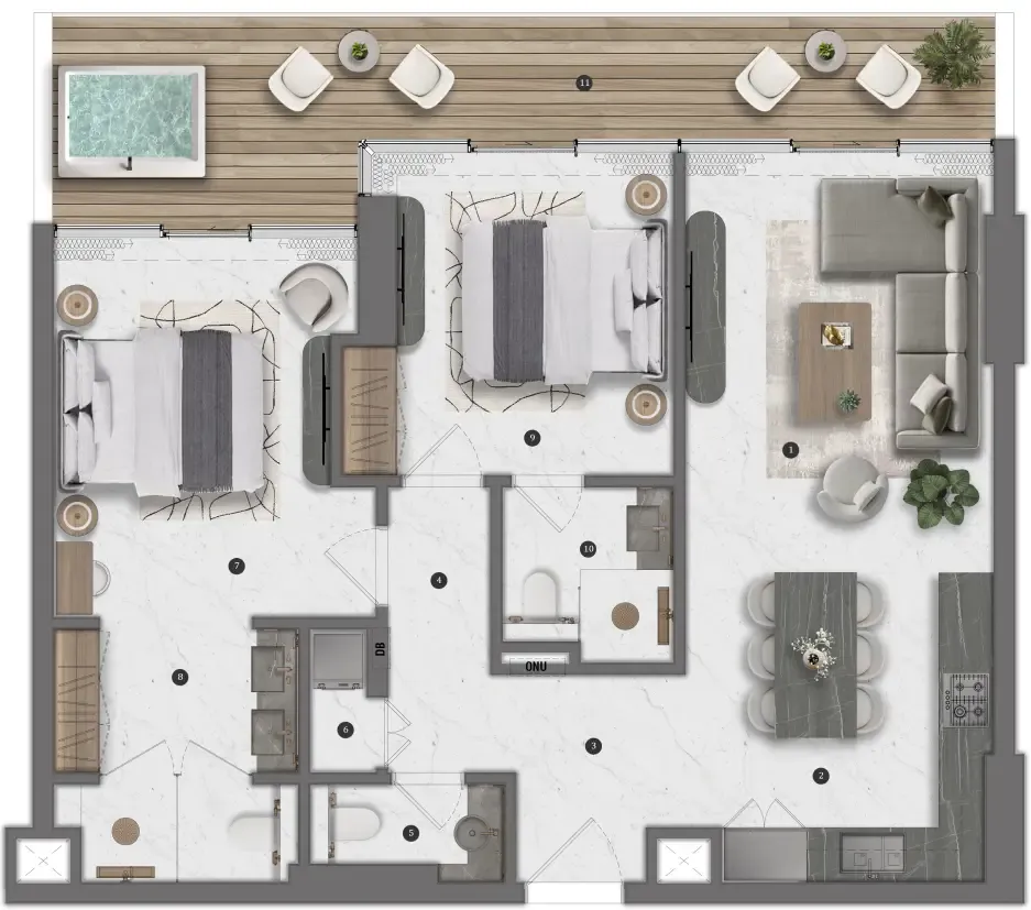 2 bedroom Apartments floor plan at Bond Living