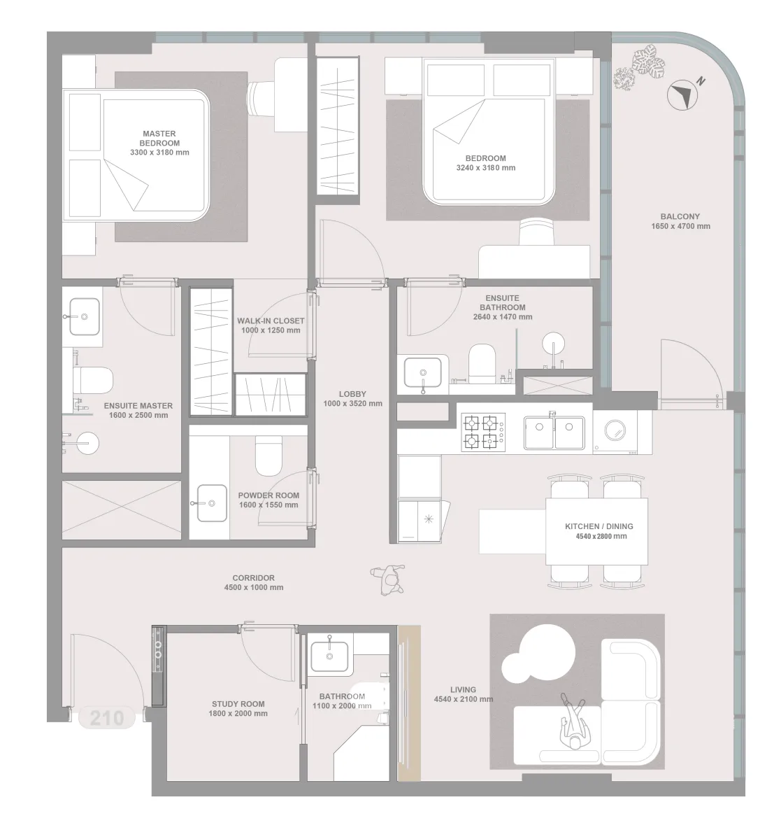 2 bedroom Apartments floor plan at Linea by Holm