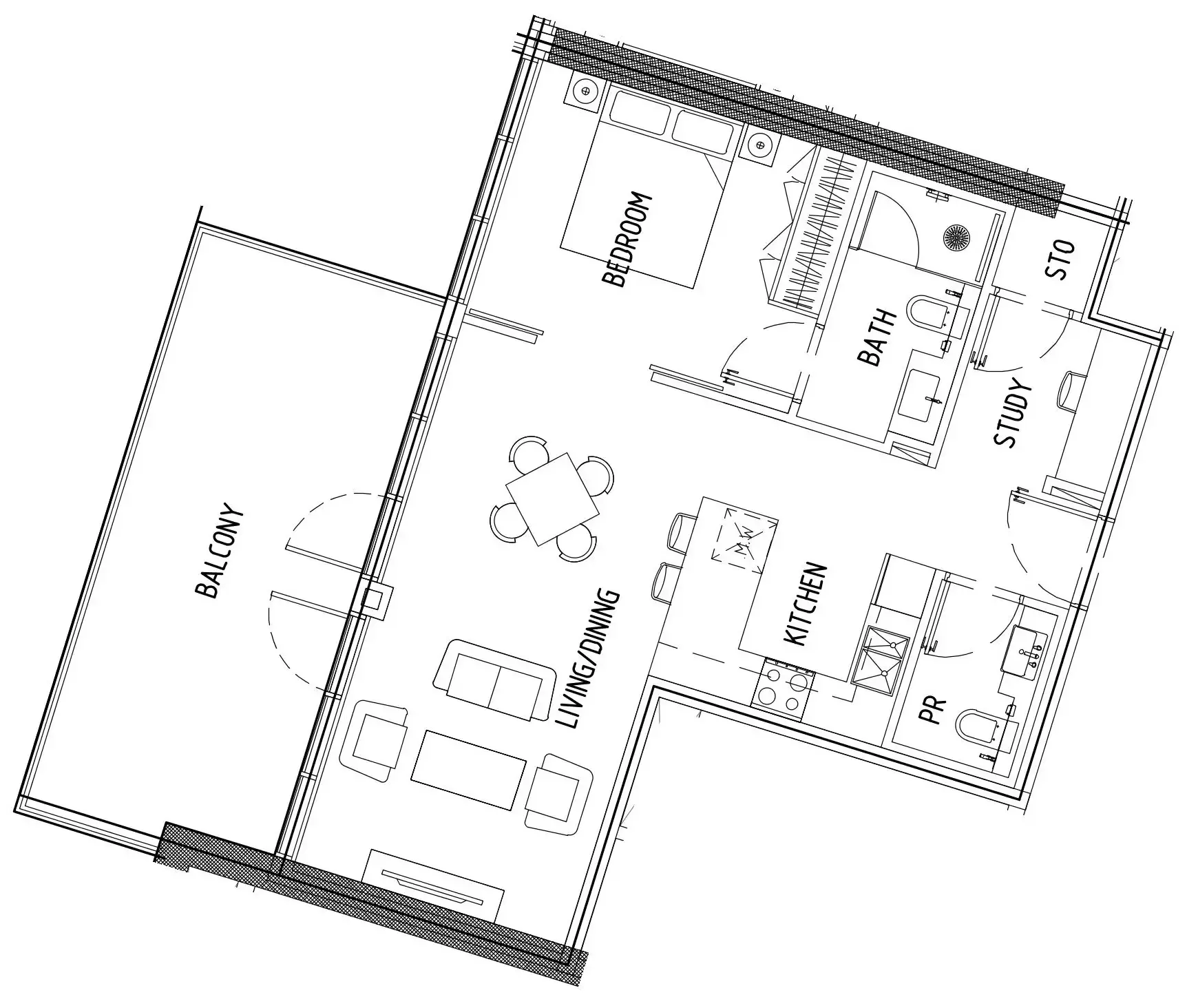 1 bedroom Apartments floor plan at Damac District