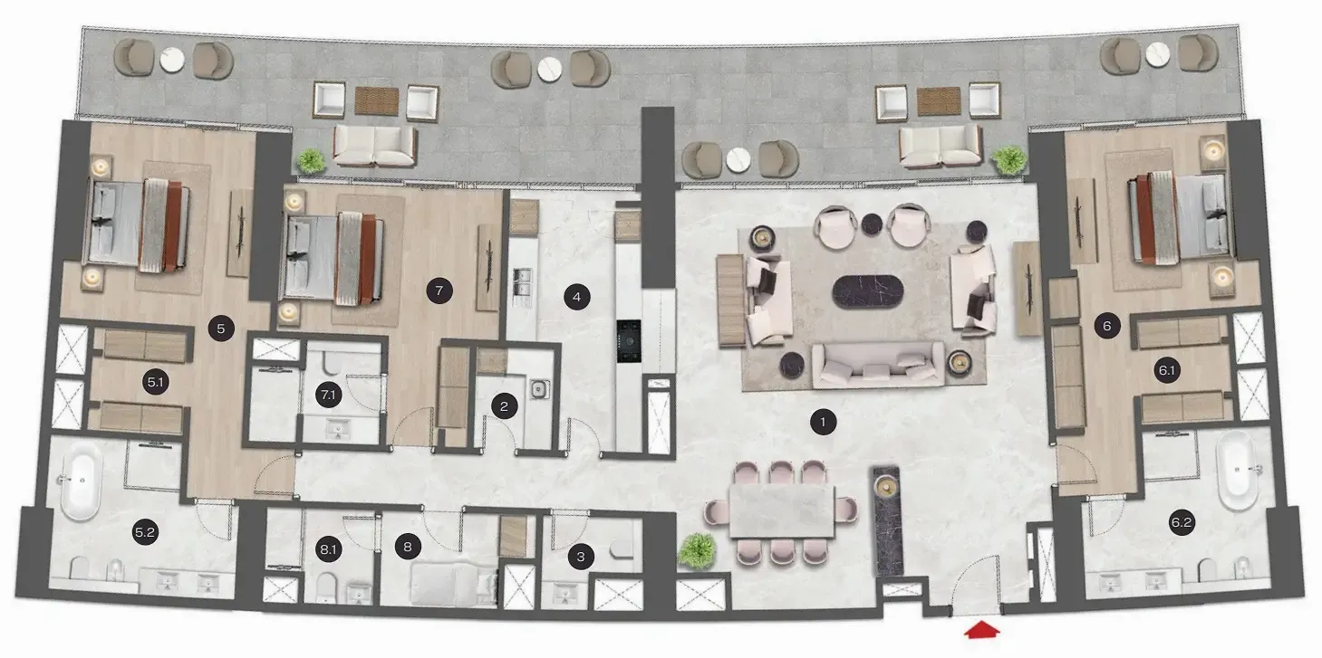3 bedroom Apartments floor plan at Sobha Seahaven