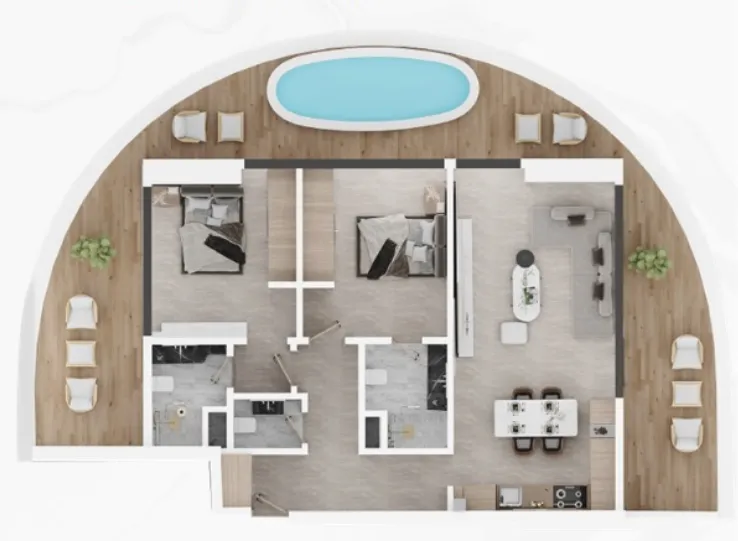 2 bedroom Apartments floor plan at Electra Acube