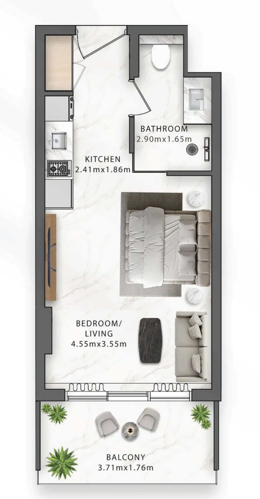 0 bedroom Apartments floor plan at One Central