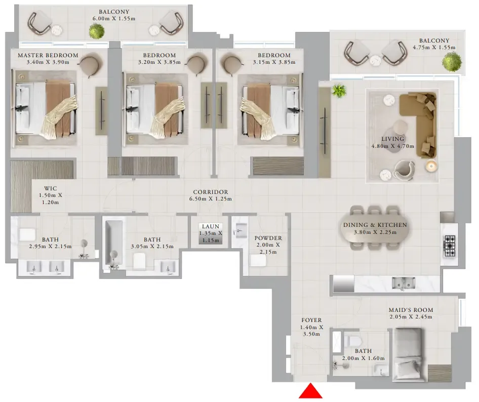 3 bedroom Apartments floor plan at Valo