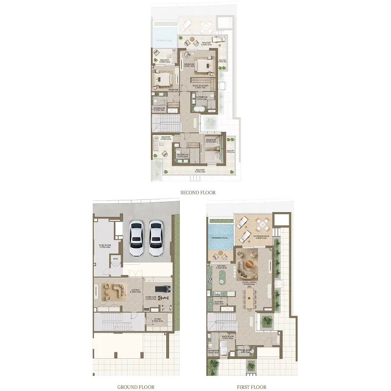 3 bedroom Villa floor plan at Nasim Al Bahr Residences
