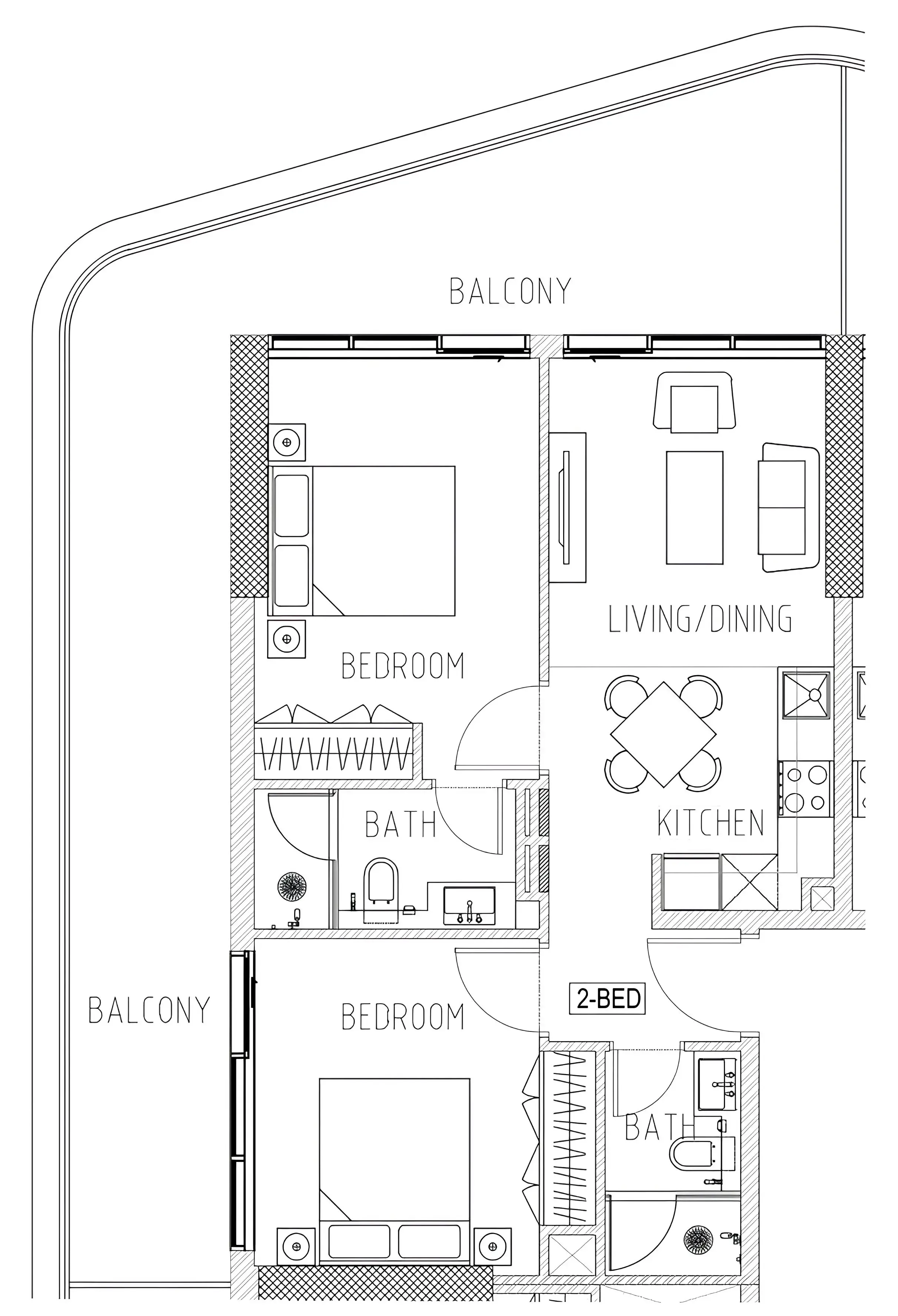 2 bedroom Apartments floor plan at Elo 2 and 3 Damac
