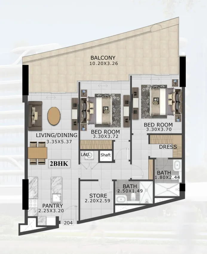 2 bedroom Apartments floor plan at 48 Parkside