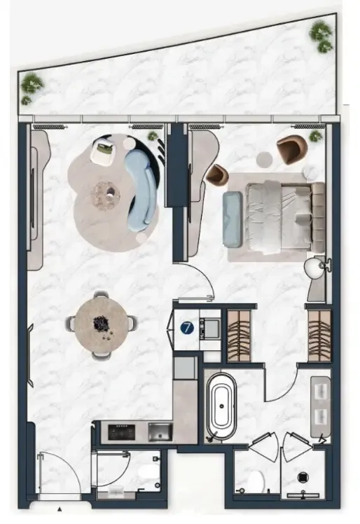1 bedroom Apartments floor plan at La Mazzoni