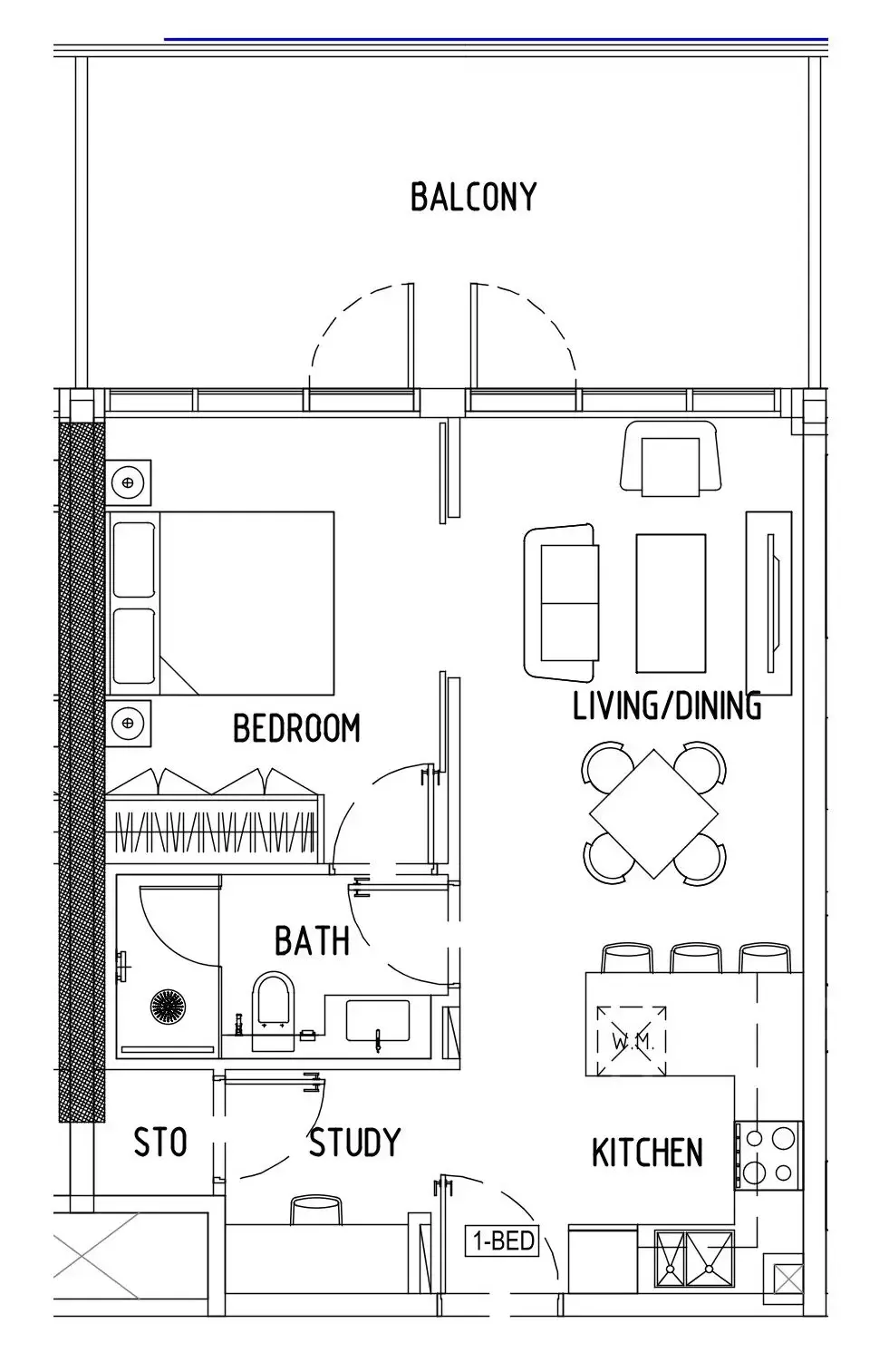 1 bedroom Apartments floor plan at Damac District