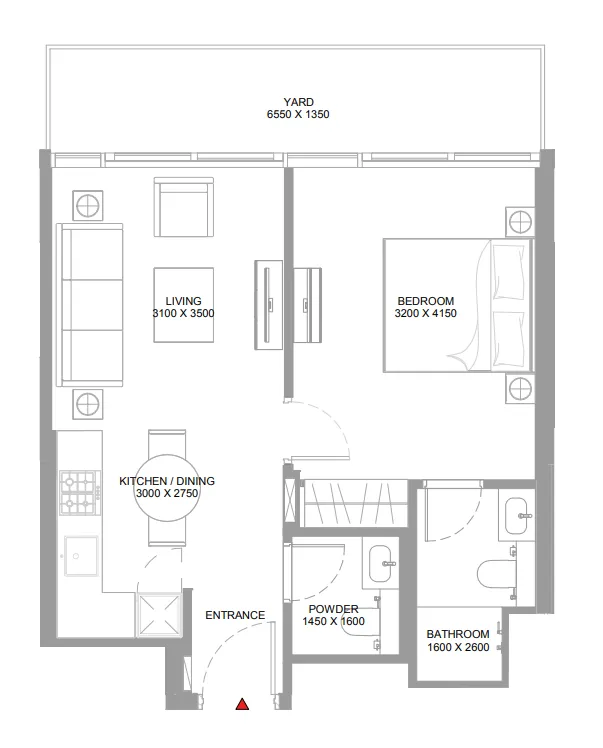 1 bedroom Apartments floor plan at Bayside Marina Residences