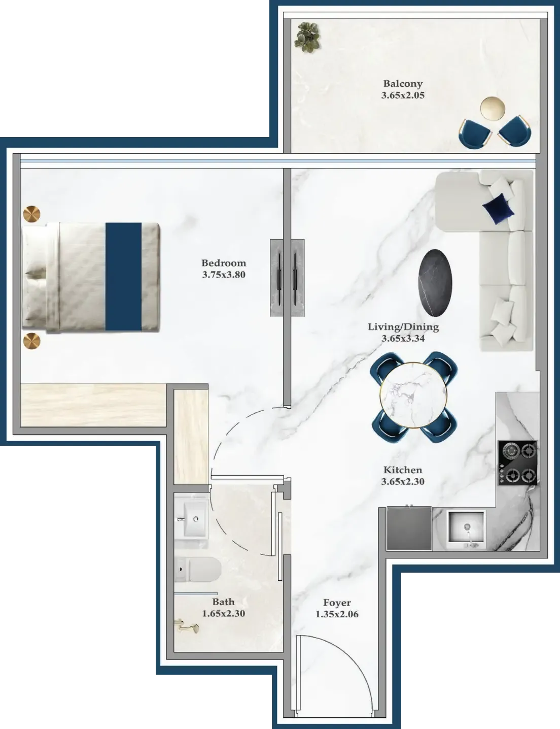 1 bedroom Apartments floor plan at Serenz
