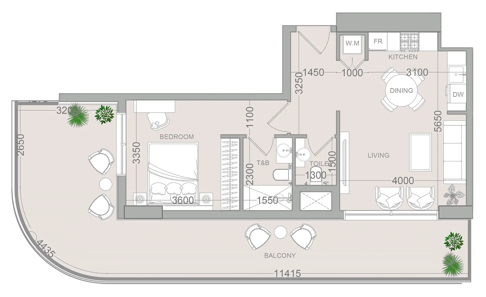 1 bedroom Apartments floor plan at ELAR1S Sky