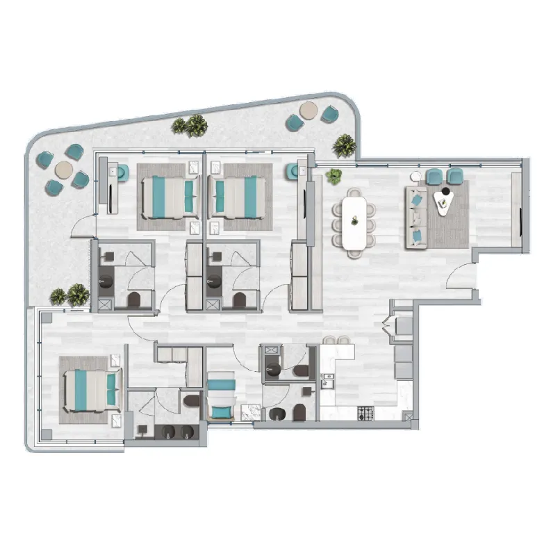 3 bedroom Apartments floor plan at Flora Bay Residences