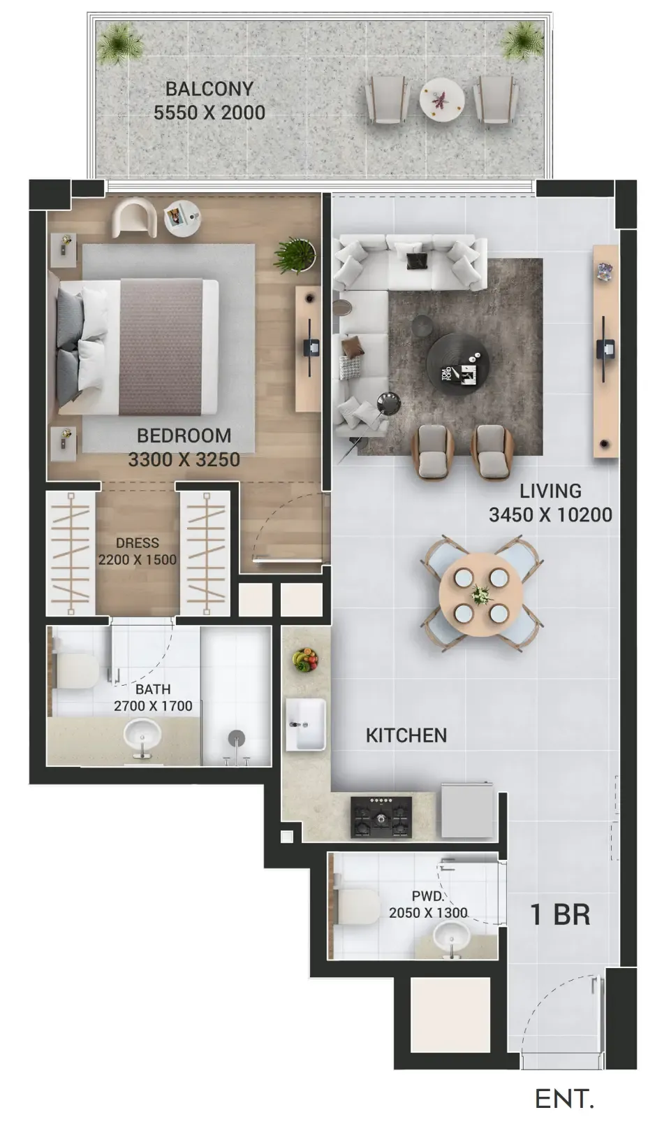 1 bedroom Apartments floor plan at Empire Jebel Ali
