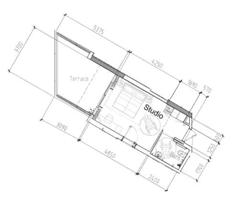 0 bedroom Apartments floor plan at Damac Hills 2 - Hotel Edge by Rotana