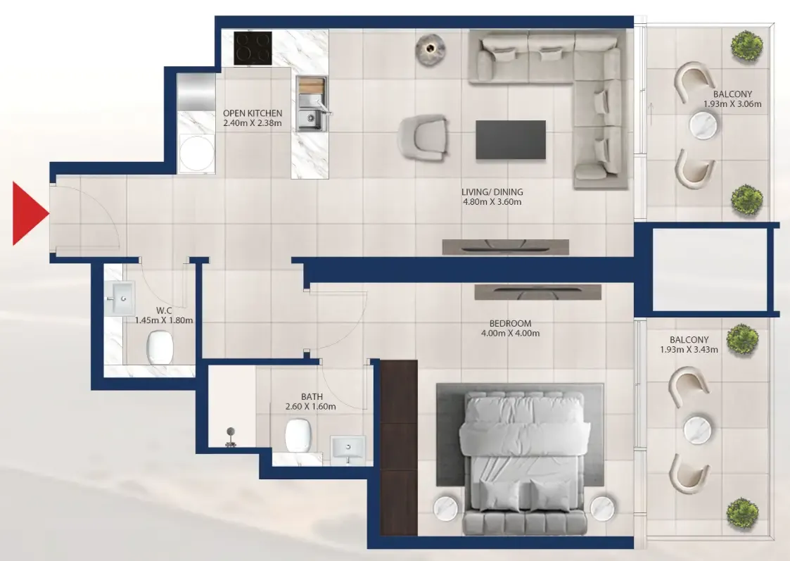 1 bedroom Apartments floor plan at Al Vista