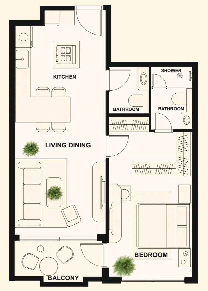 1 bedroom Apartments floor plan at The Elysian