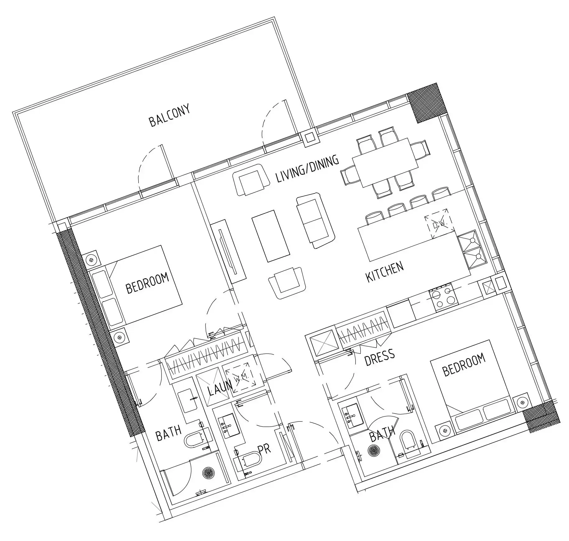 2 bedroom Apartments floor plan at Damac District
