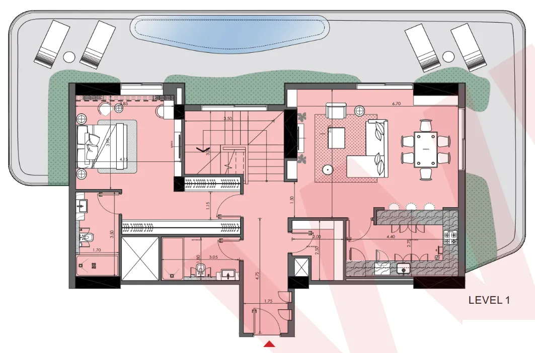4 bedroom Penthouse floor plan at Azizi Wasel
