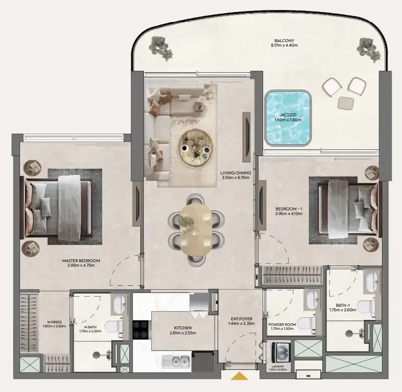 2 bedroom Apartments floor plan at Hermina by Casagrand