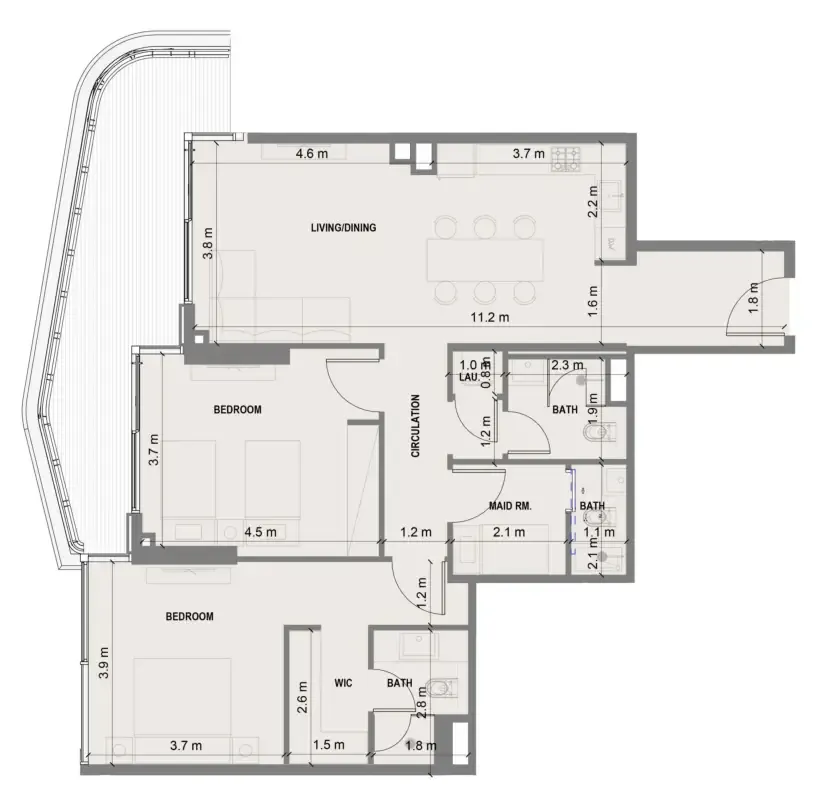 2 bedroom Apartments floor plan at Blue Marina Residence