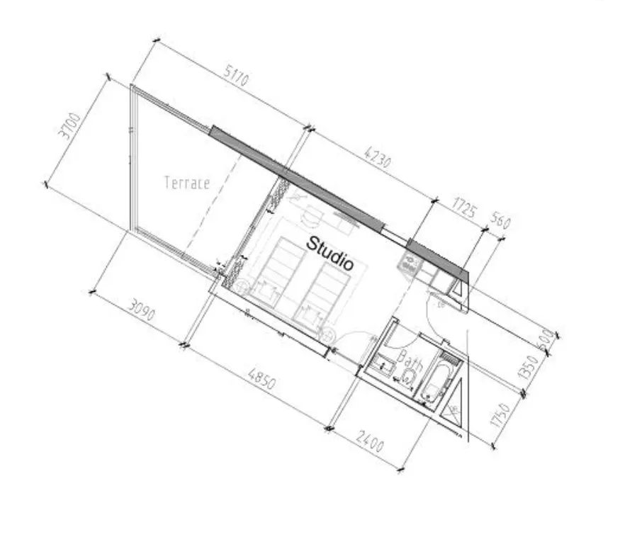 0 bedroom Apartments floor plan at Damac Hills 2 - Hotel Edge by Rotana