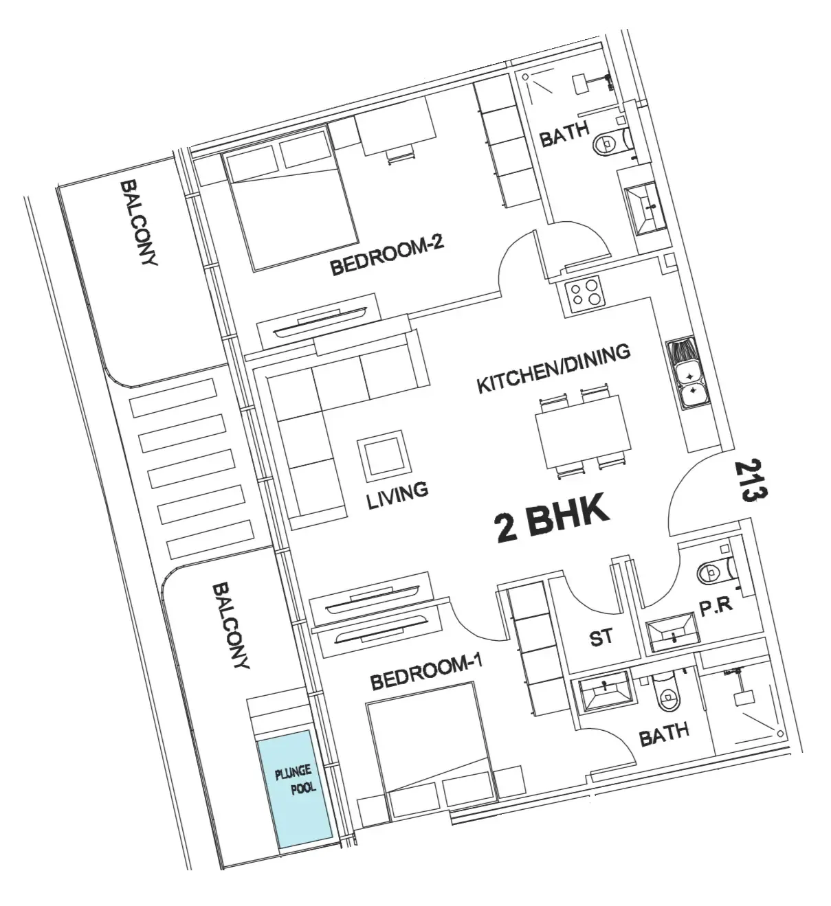 2 bedroom Apartments floor plan at Villa Del Garda
