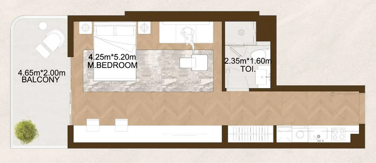 0 bedroom Apartments floor plan at Sports View 2