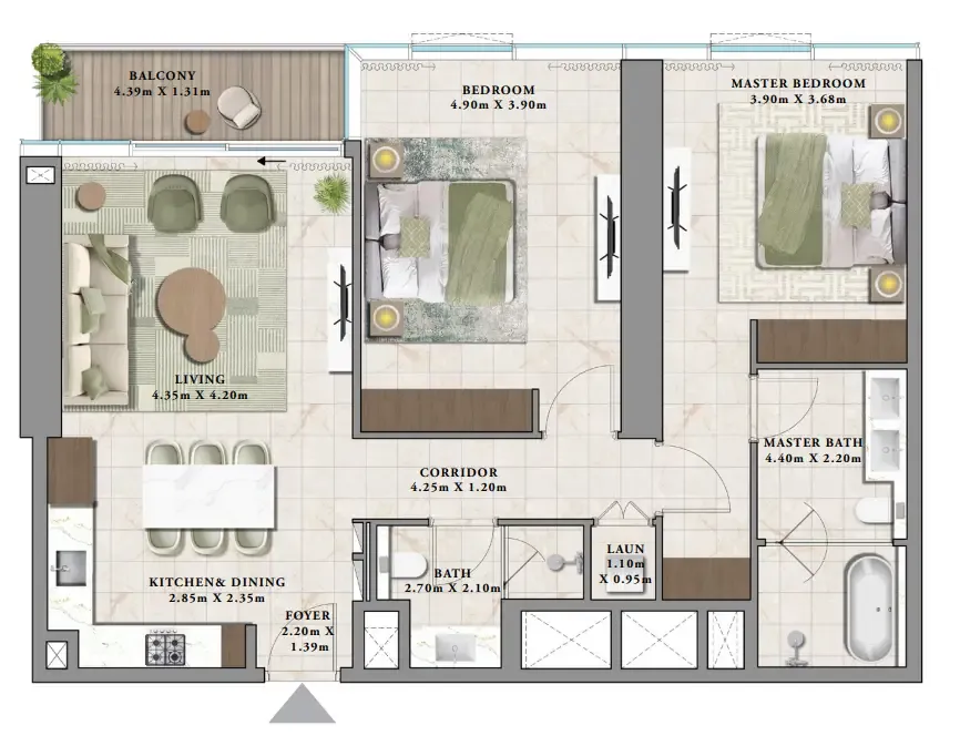 2 bedroom Apartments floor plan at Avarra by Palace