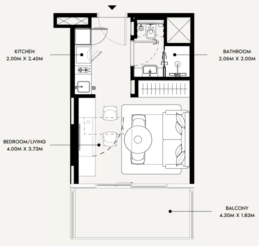 0 bedroom Apartments floor plan at Azizi David