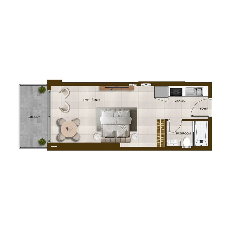 0 bedroom Apartments floor plan at Butterfly Towers