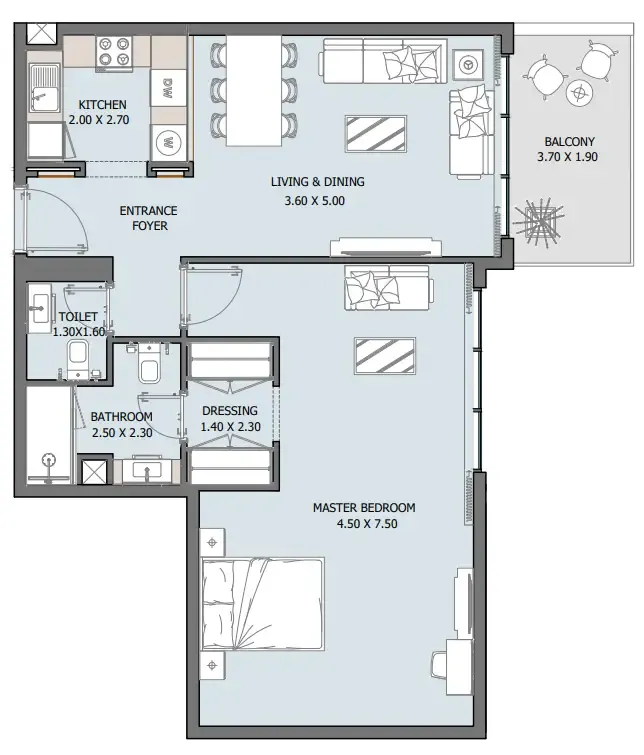 1 bedroom Apartments floor plan at Oceana