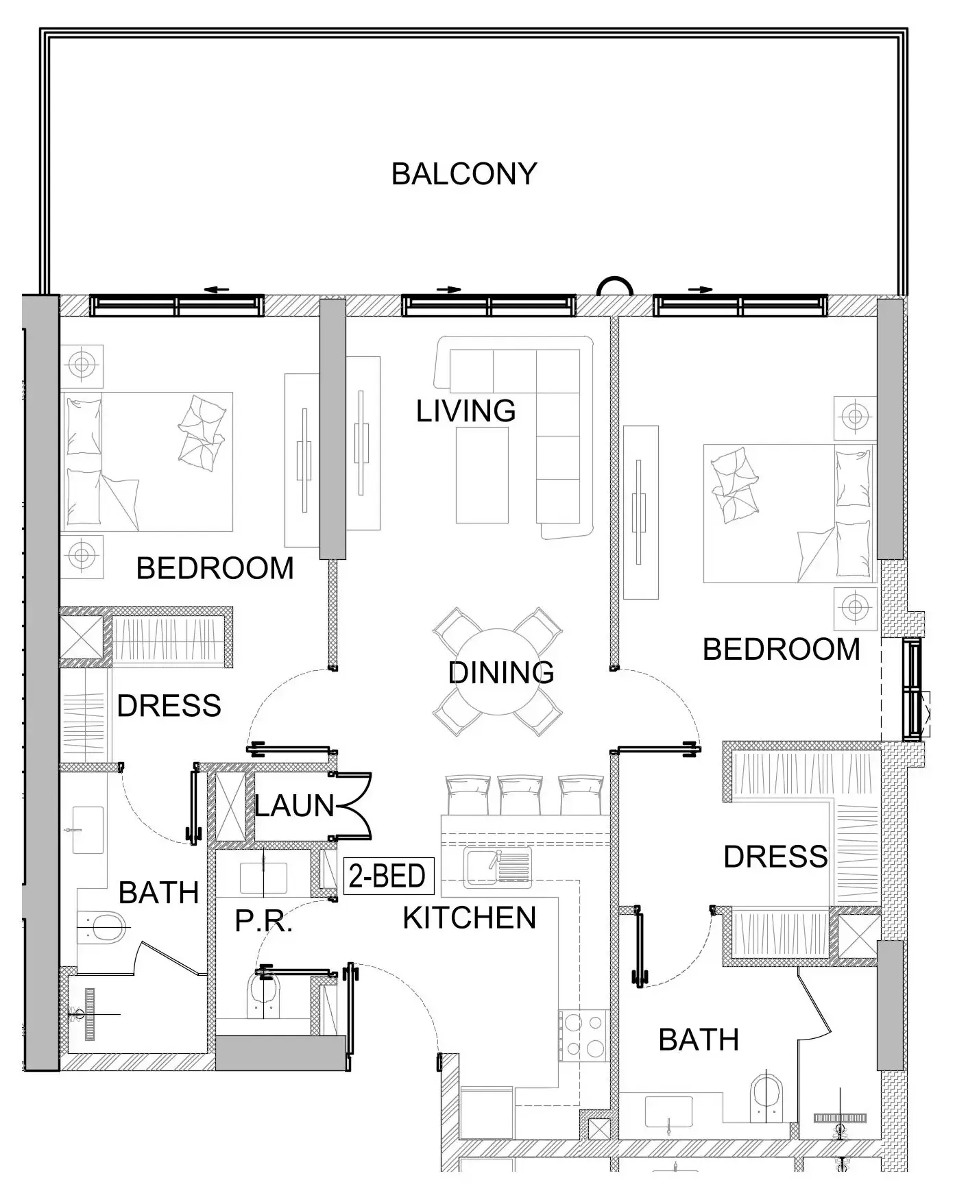 2 bedroom Apartments floor plan at Valencia