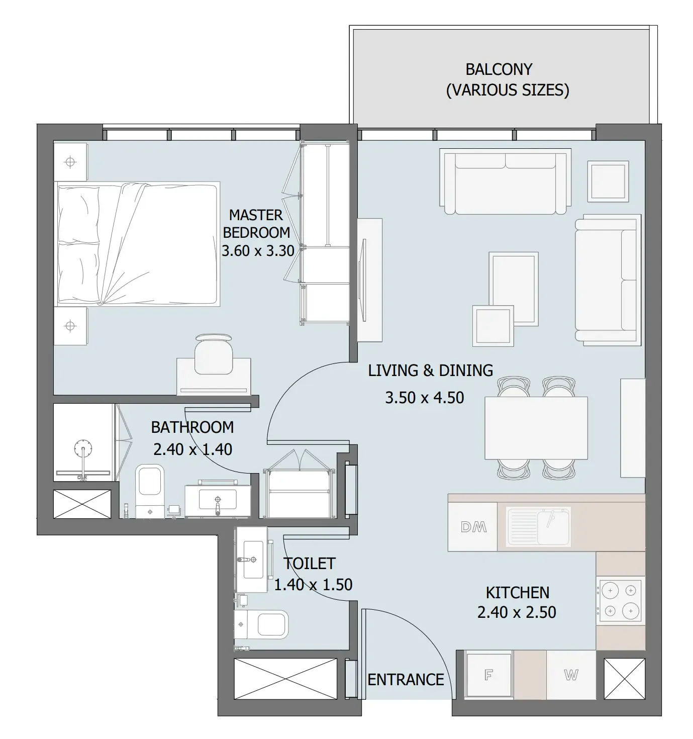 1 bedroom Apartments floor plan at Verdana IV