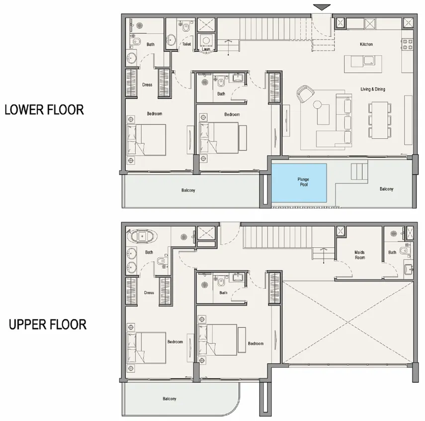 4 bedroom Duplex floor plan at 113 Residences by Iman