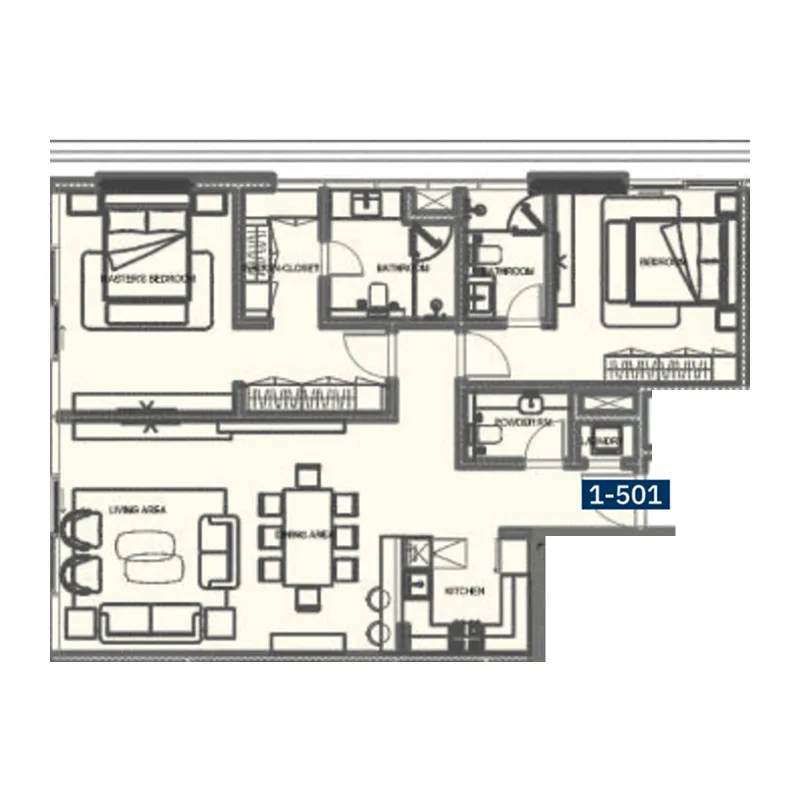 2 bedroom Apartments floor plan at The Blue Beach Residence