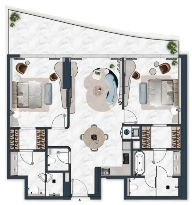 2 bedroom Apartments floor plan at La Mazzoni