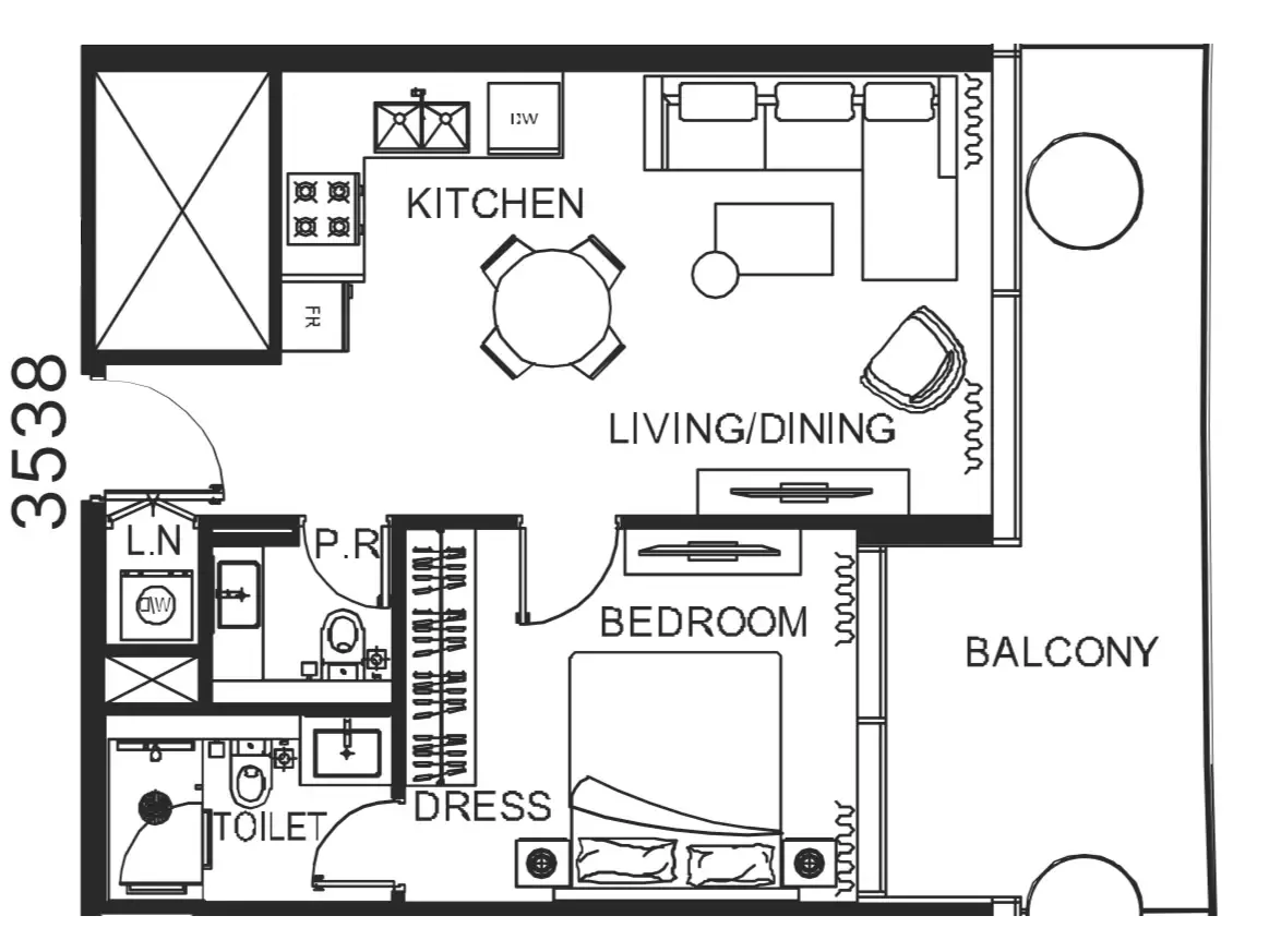 1 bedroom Apartments floor plan at The WOW Tower