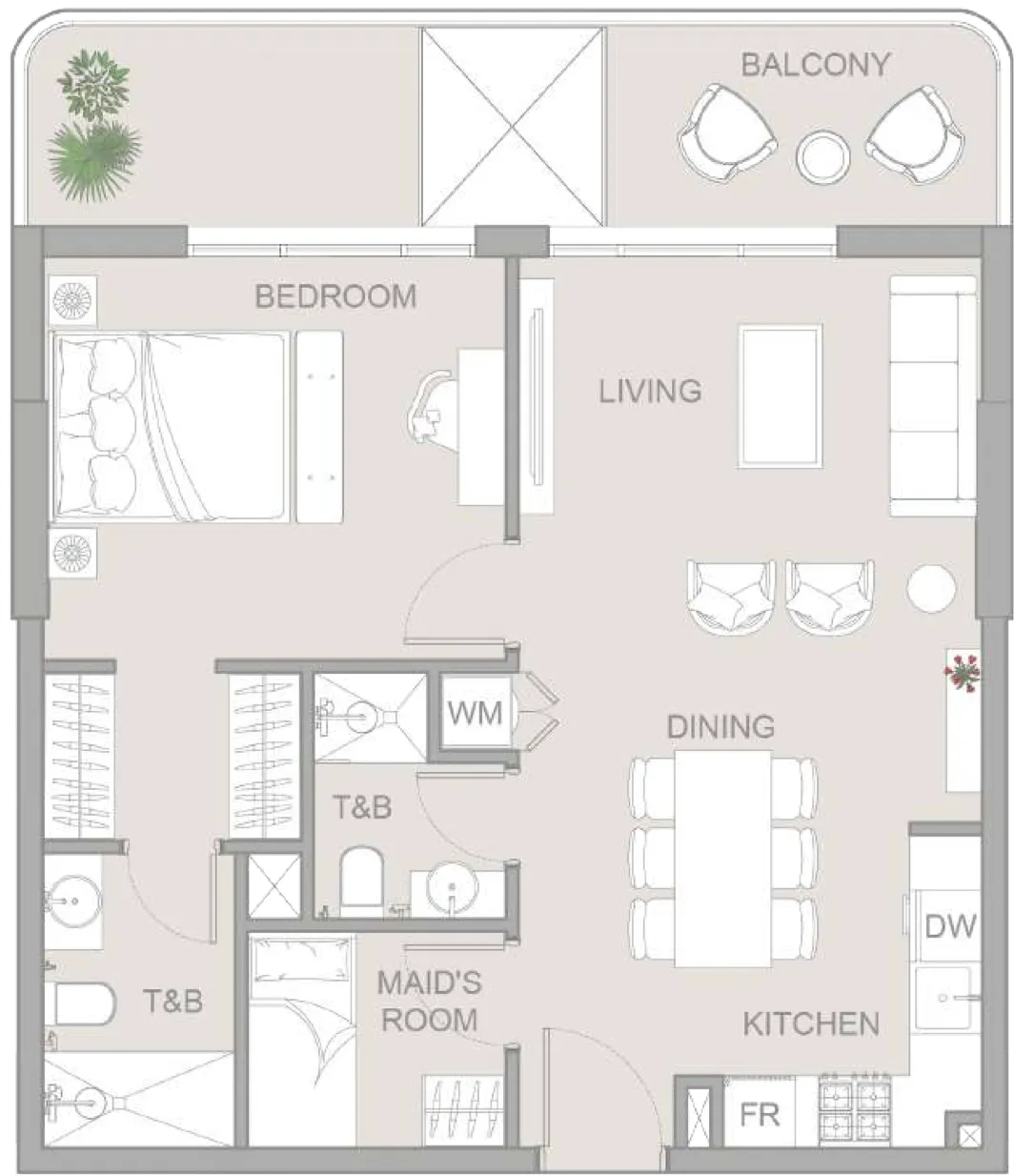 1.5 bedroom Apartments floor plan at TETR1S Tower