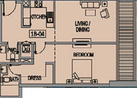 1 bedroom Apartments floor plan at Jade Tower