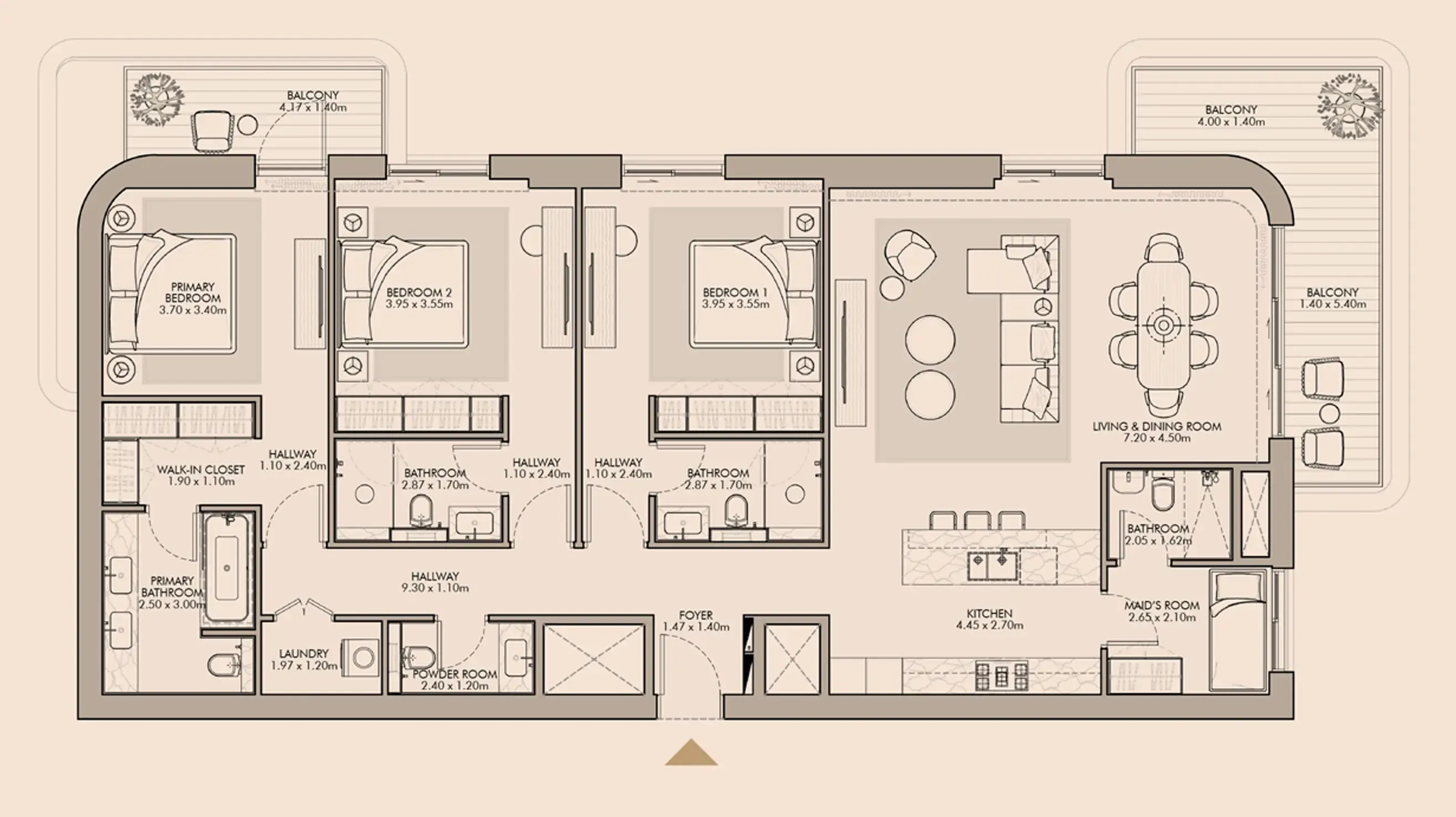 3 bedroom Apartments floor plan at Nourelle