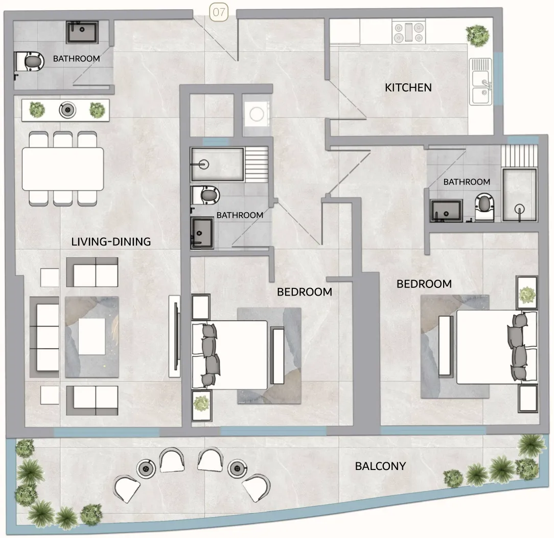 2 bedroom Apartments floor plan at One 678 Residences